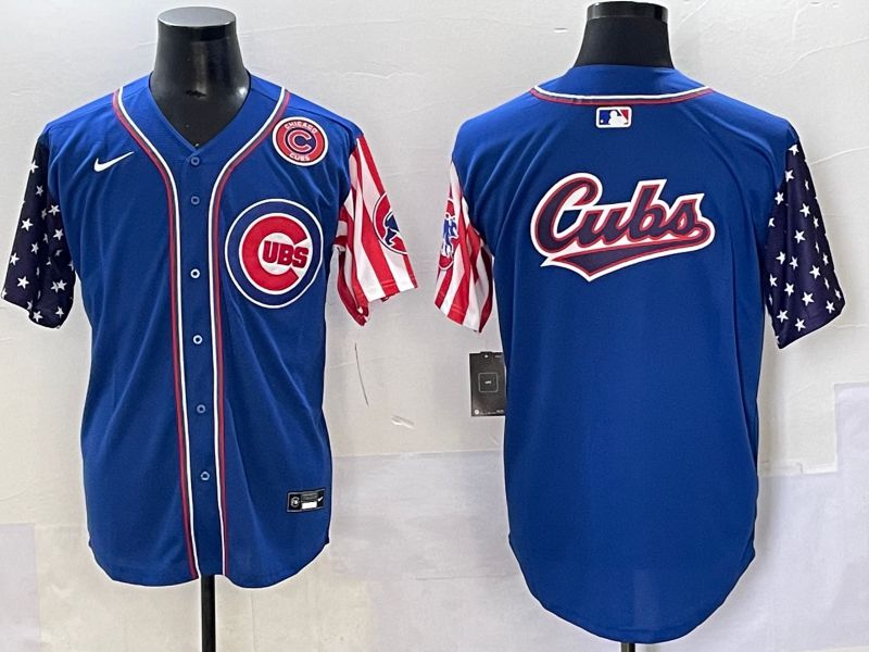 Men 2025 Chicago Cubs Blank Blue a generation of national flags Joint Name Nike MLB Jersey style 5